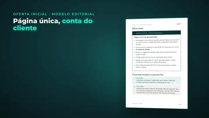 Tela da aula com o modelo de oferta inicial